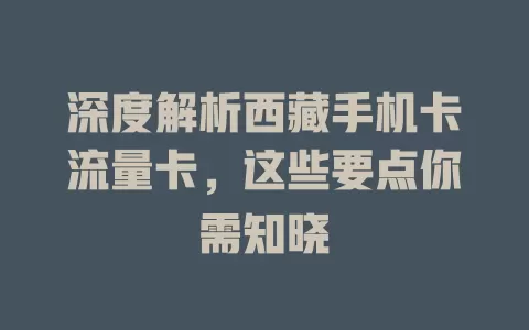 深度解析西藏手机卡流量卡，这些要点你需知晓