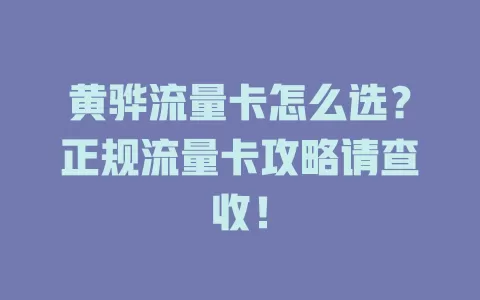 黄骅流量卡怎么选？正规流量卡攻略请查收！