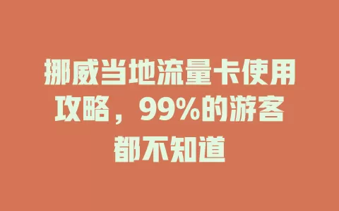 挪威当地流量卡使用攻略，99%的游客都不知道