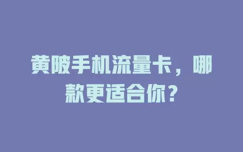 黄陂手机流量卡，哪款更适合你？