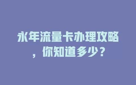 永年流量卡办理攻略，你知道多少？