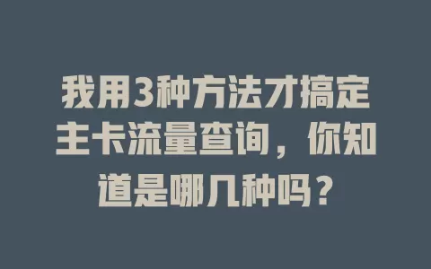 我用3种方法才搞定主卡流量查询，你知道是哪几种吗？