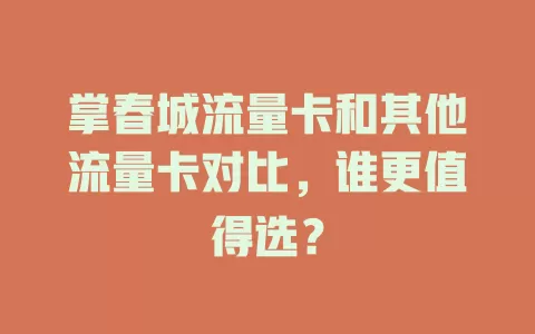 掌春城流量卡和其他流量卡对比，谁更值得选？