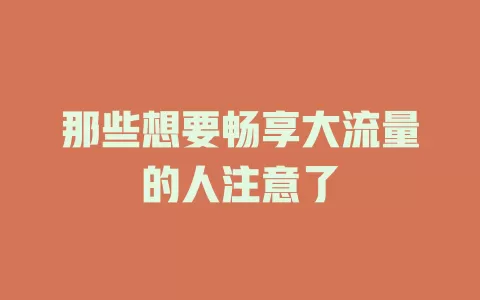 那些想要畅享大流量的人注意了