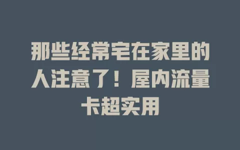 那些经常宅在家里的人注意了！屋内流量卡超实用
