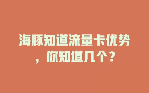 海豚知道流量卡优势，你知道几个？
