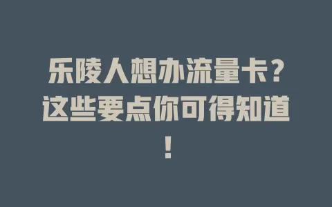 乐陵人想办流量卡？这些要点你可得知道！