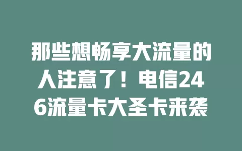 那些想畅享大流量的人注意了！电信246流量卡大圣卡来袭