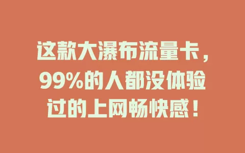 这款大瀑布流量卡，99%的人都没体验过的上网畅快感！