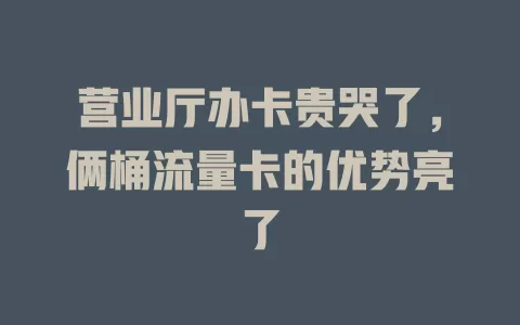 营业厅办卡贵哭了，俩桶流量卡的优势亮了