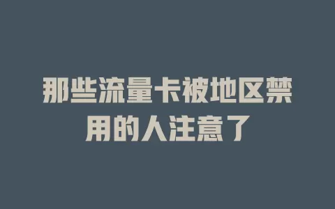 那些流量卡被地区禁用的人注意了