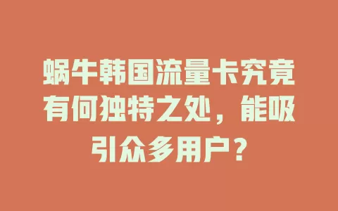 蜗牛韩国流量卡究竟有何独特之处，能吸引众多用户？