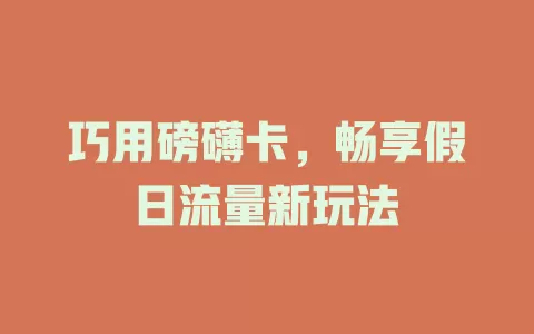 巧用磅礴卡，畅享假日流量新玩法