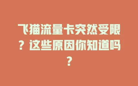飞猫流量卡突然受限？这些原因你知道吗？
