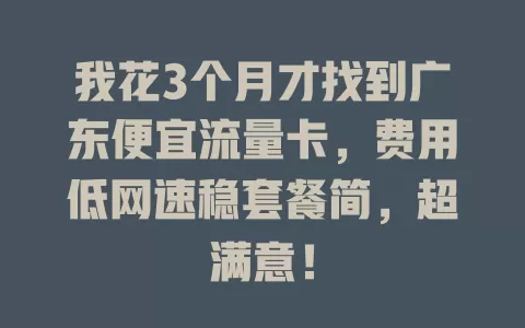 我花3个月才找到广东便宜流量卡，费用低网速稳套餐简，超满意！