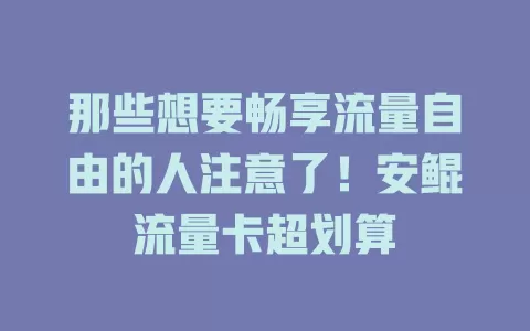 那些想要畅享流量自由的人注意了！安鲲流量卡超划算
