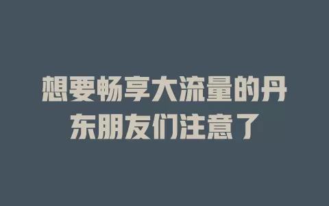 想要畅享大流量的丹东朋友们注意了