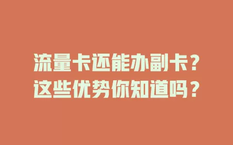 流量卡还能办副卡？这些优势你知道吗？
