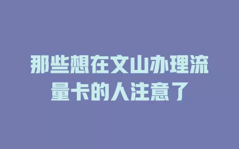 那些想在文山办理流量卡的人注意了