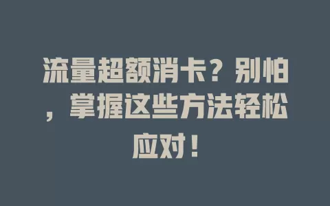 流量超额消卡？别怕，掌握这些方法轻松应对！