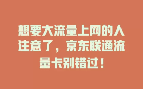 想要大流量上网的人注意了，京东联通流量卡别错过！