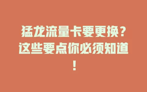 猛龙流量卡要更换？这些要点你必须知道！