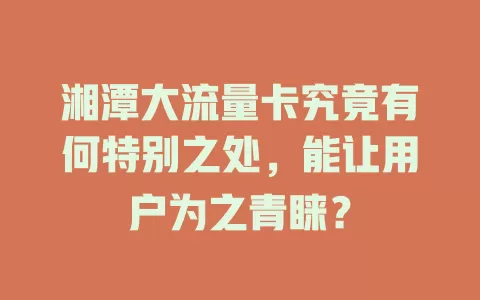 湘潭大流量卡究竟有何特别之处，能让用户为之青睐？