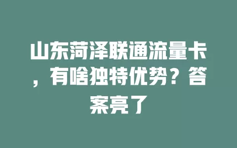 山东菏泽联通流量卡，有啥独特优势？答案亮了