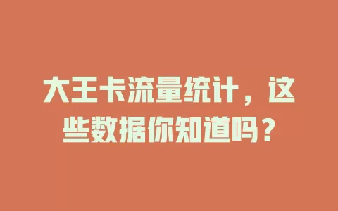 大王卡流量统计，这些数据你知道吗？