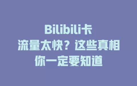 Bilibili卡流量太快？这些真相你一定要知道