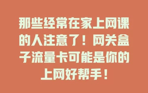那些经常在家上网课的人注意了！网关盒子流量卡可能是你的上网好帮手！