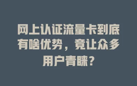 网上认证流量卡到底有啥优势，竟让众多用户青睐？
