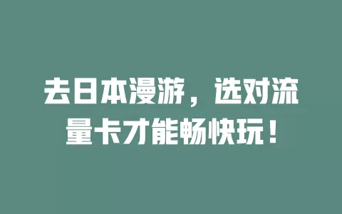 去日本漫游，选对流量卡才能畅快玩！