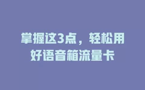 掌握这3点，轻松用好语音箱流量卡