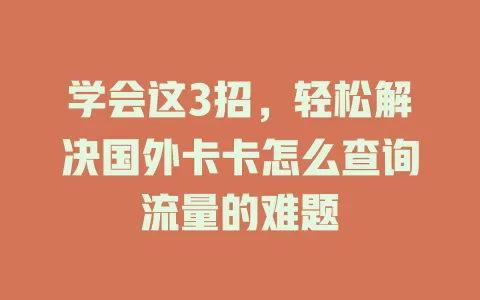 学会这3招，轻松解决国外卡卡怎么查询流量的难题