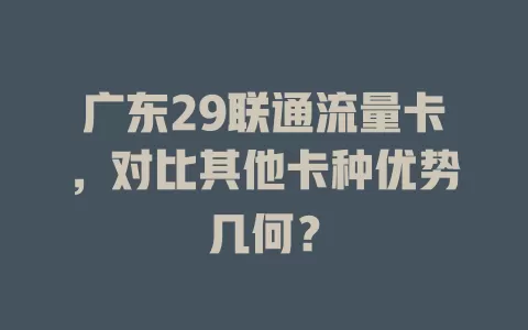 广东29联通流量卡，对比其他卡种优势几何？