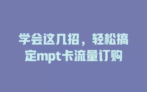 学会这几招，轻松搞定mpt卡流量订购