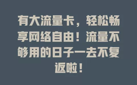 有大流量卡，轻松畅享网络自由！流量不够用的日子一去不复返啦！