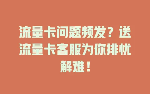 流量卡问题频发？送流量卡客服为你排忧解难！