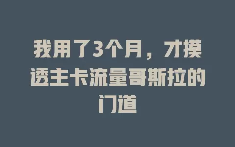 我用了3个月，才摸透主卡流量哥斯拉的门道