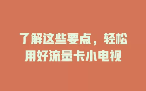 了解这些要点，轻松用好流量卡小电视
