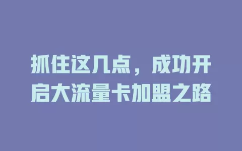 抓住这几点，成功开启大流量卡加盟之路