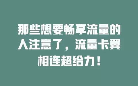 那些想要畅享流量的人注意了，流量卡翼相连超给力！