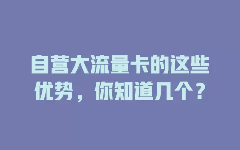 自营大流量卡的这些优势，你知道几个？