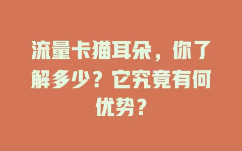流量卡猫耳朵，你了解多少？它究竟有何优势？