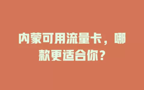内蒙可用流量卡，哪款更适合你？