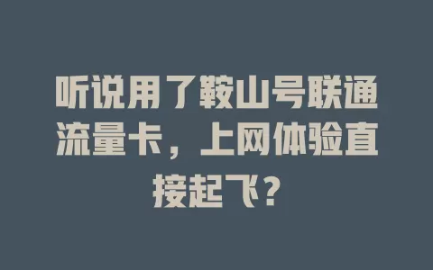 听说用了鞍山号联通流量卡，上网体验直接起飞？