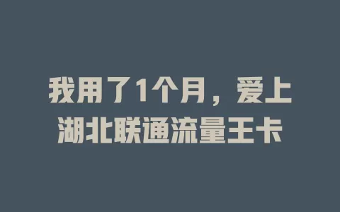我用了1个月，爱上湖北联通流量王卡