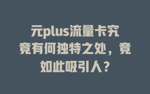 元plus流量卡究竟有何独特之处，竟如此吸引人？
