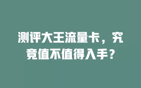 测评大王流量卡，究竟值不值得入手？